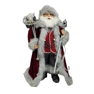 Kringles Red Gray Silver Santa Scepter Christmas Gifts Figurine @19" KK0001 New